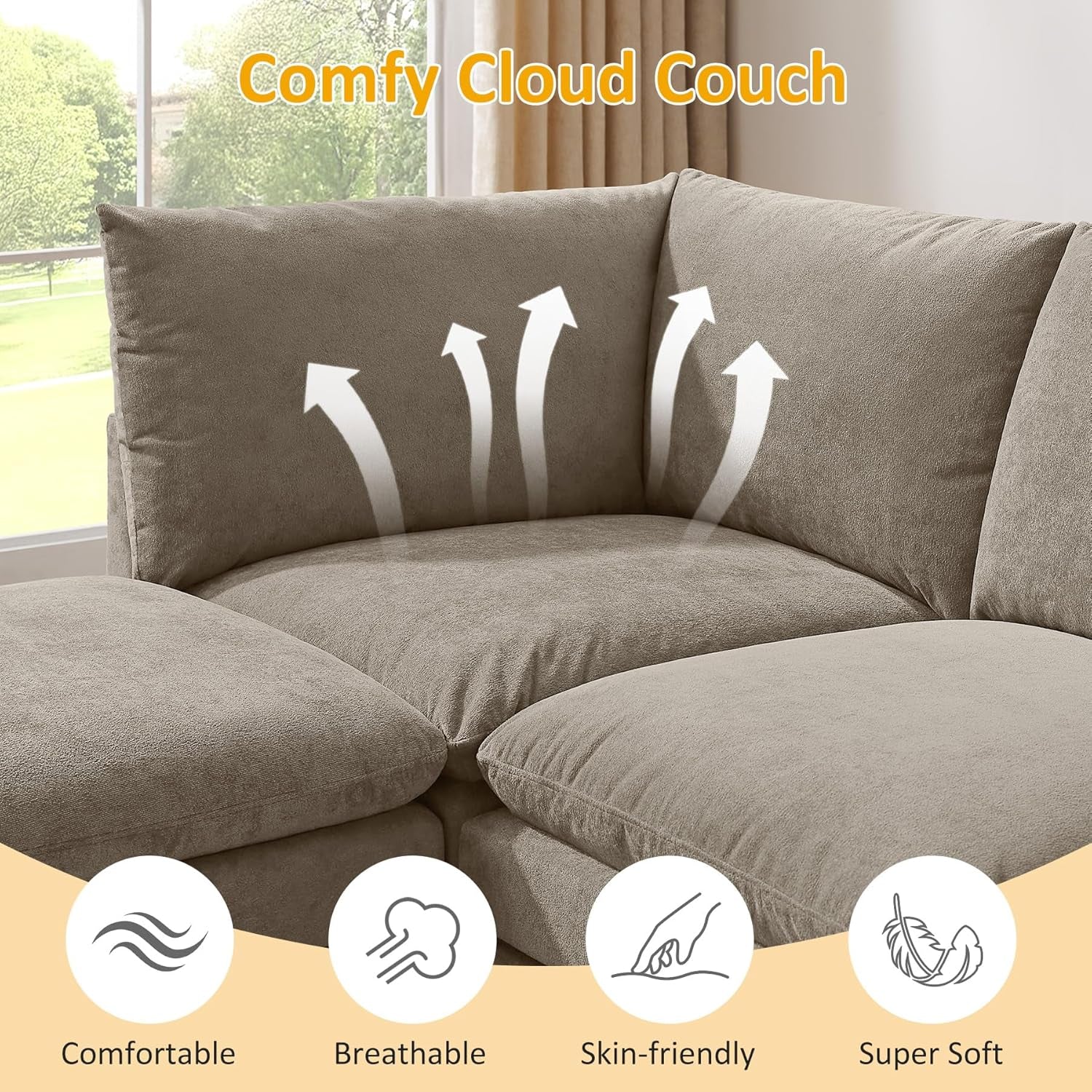 127 Inch Taupe Contemporary Modular Sectional Sofa-4