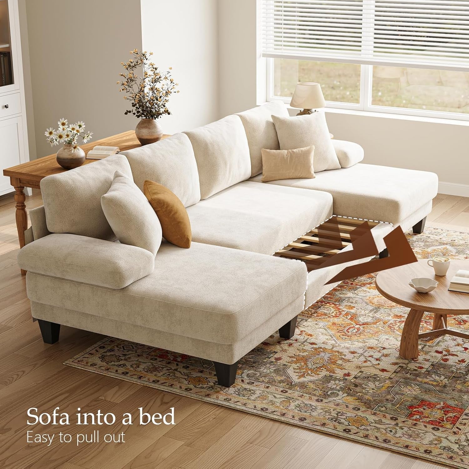 Sleeper Sofa Bed 112Inches PullOut LivingRoom Comfort-4