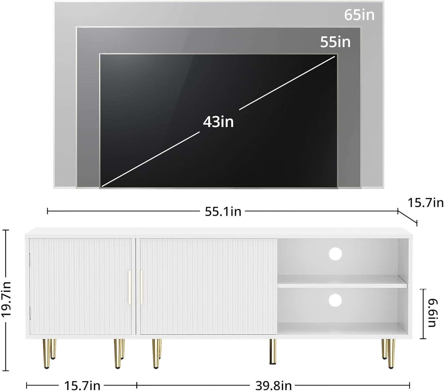 65 Inch TV Stand White Oak Entertainment-1