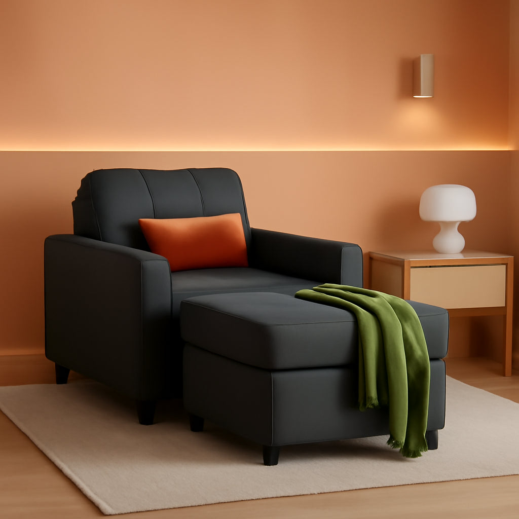 Convertible Sofa Bed Chair Gray Velvet Upholstered-0