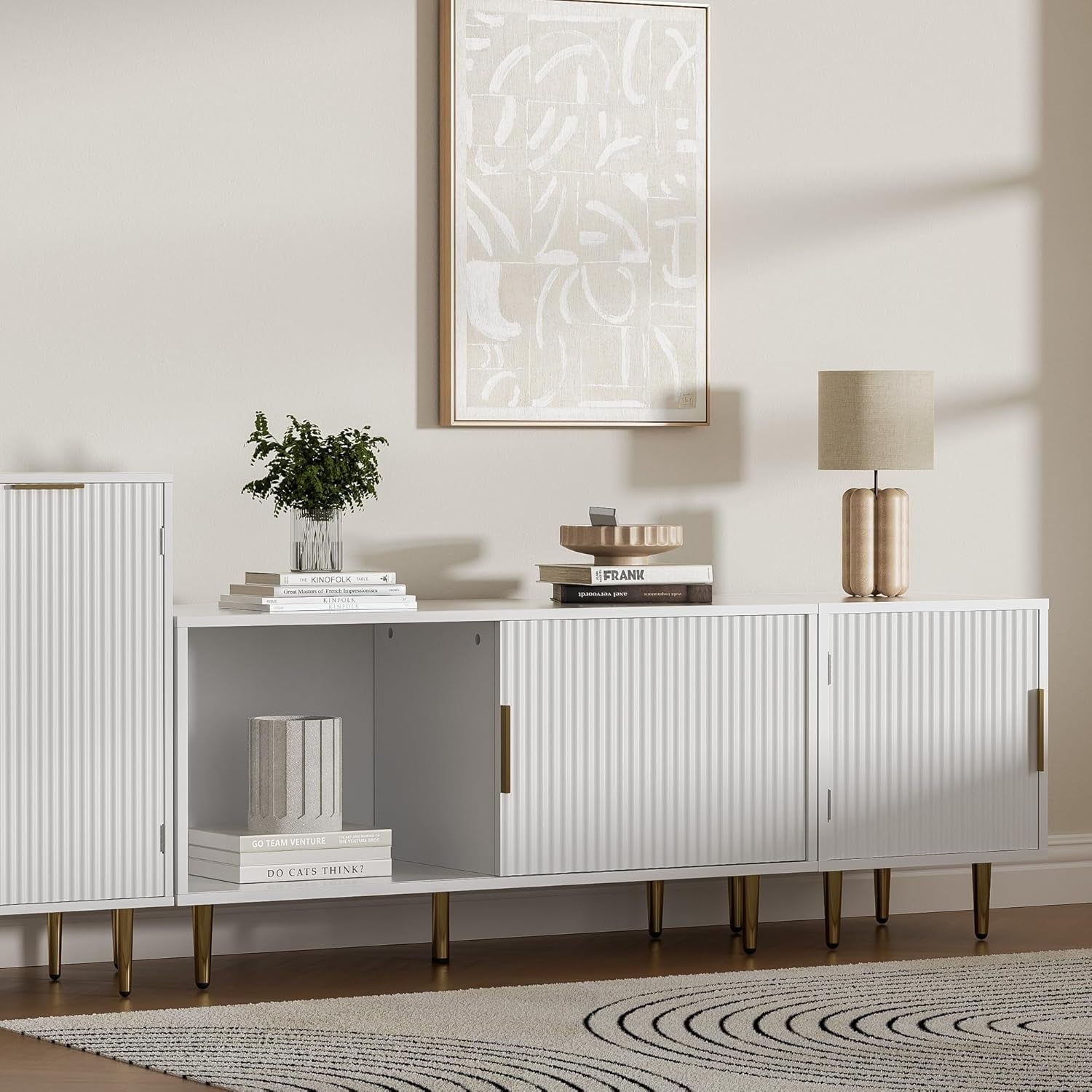 65 Inch TV Stand White Oak Entertainment-3